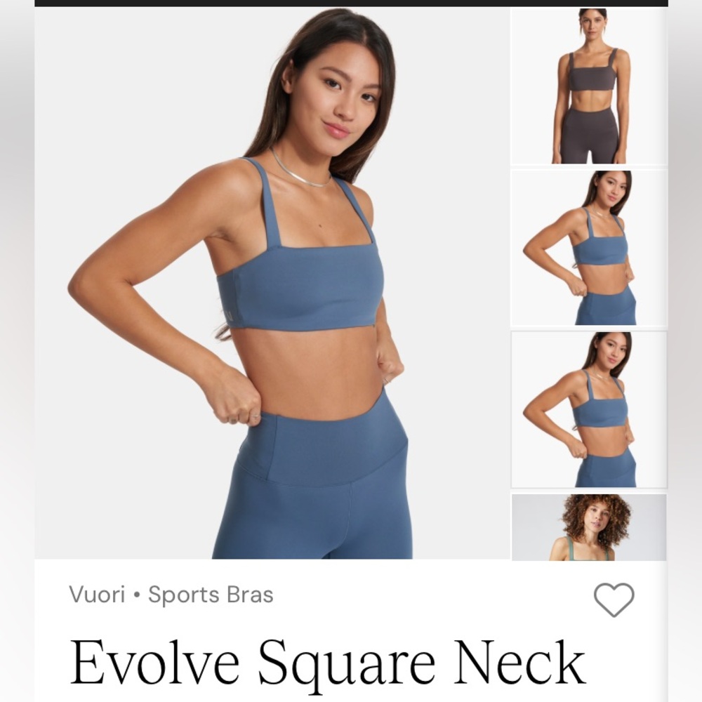 Vuori Evolve square neck bra in pool blue